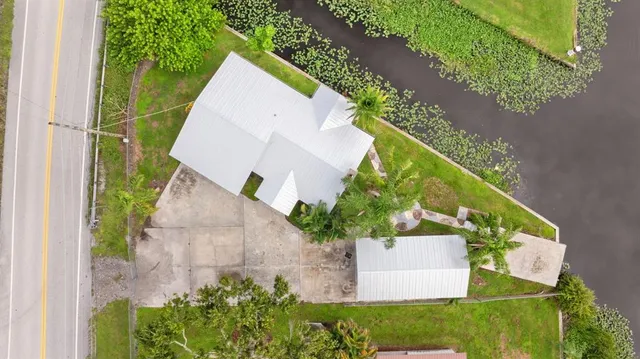 an aerial view of a house