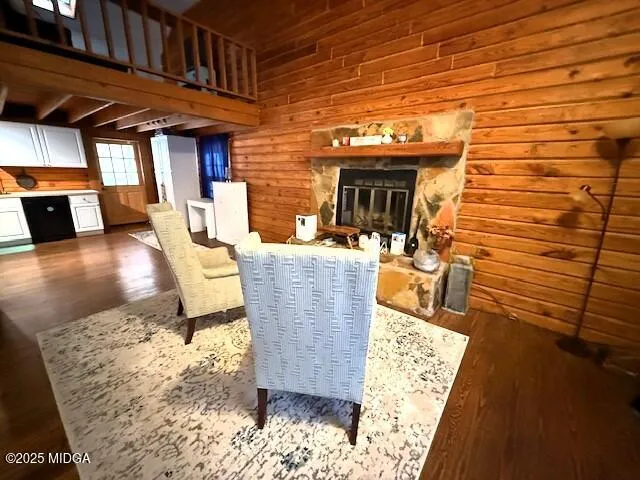 a view of a living room with furniture