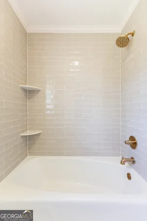 a bathroom with a bathtub