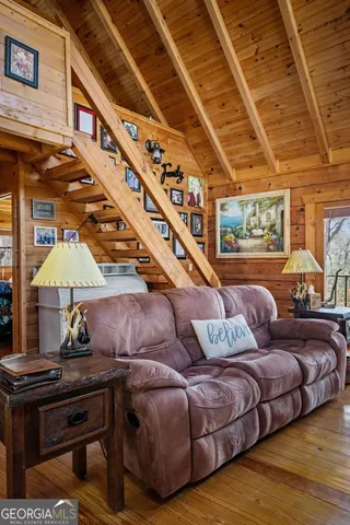 a living room with furniture