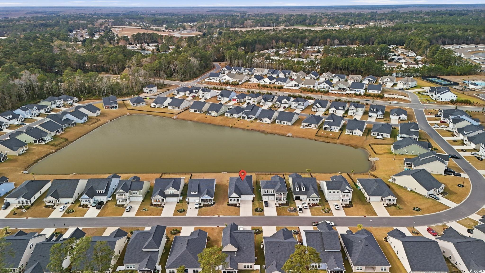 176 Empyrean Circle Myrtle Beach, SC 29588 - Photo 30 of 36 Aerial perspective of suburban area featuring a nearby body of water