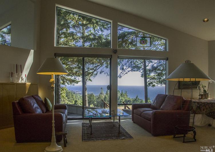 36689 Timber Ridge Road The Sea Ranch, CA 95497 - Photo 1 of 1 a living room with furniture a lamp and a large window