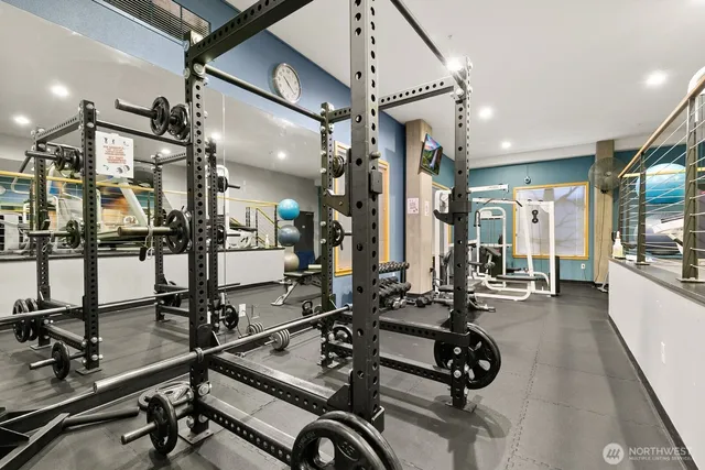 a view of a room with gym equipment