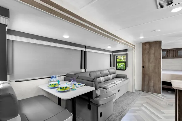 a living room with furniture and a couch