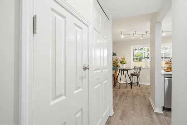 a kitchen with a stove and a microwave
