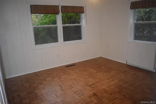 a view of a room with a window