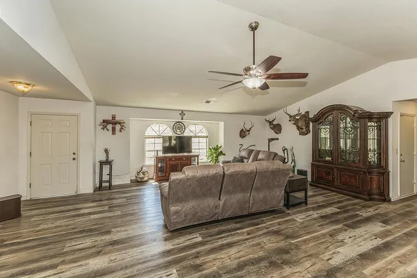 a living room with furniture