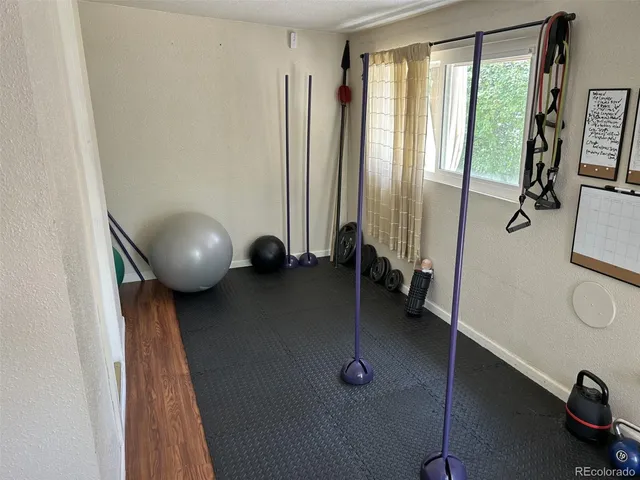 a view of a yoga room