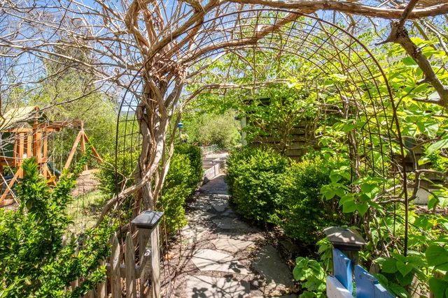 a backyard of a house with lots of trees