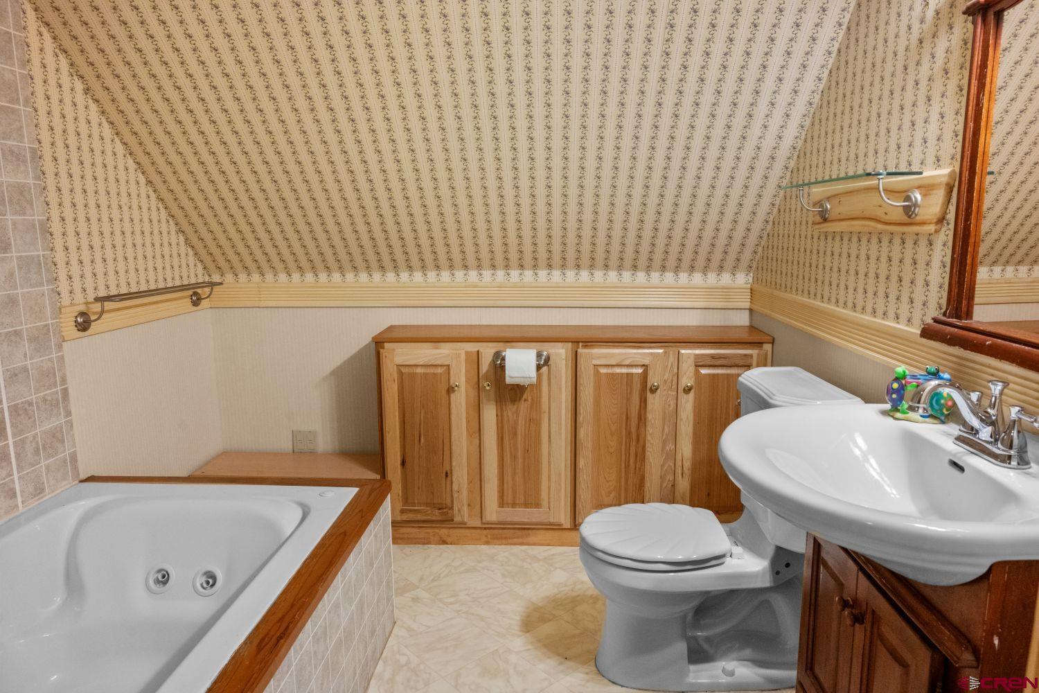 645 Emery Loop Fort Garland, CO 81133 - Photo 29 of 44 a bathroom with a sink a toilet and shower