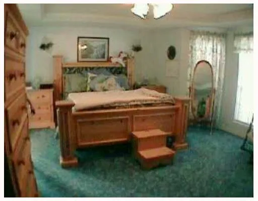 a bedroom with a bed and a cabinets