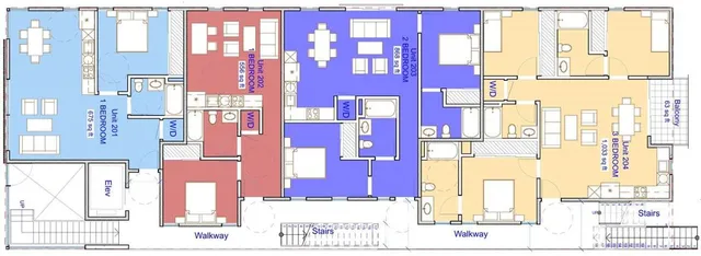 a front view of a building with a street