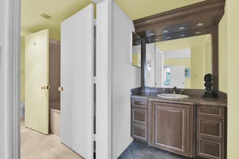 a bathroom with a bathtub