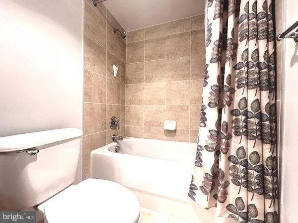 a bathroom with a toilet and a bathtub