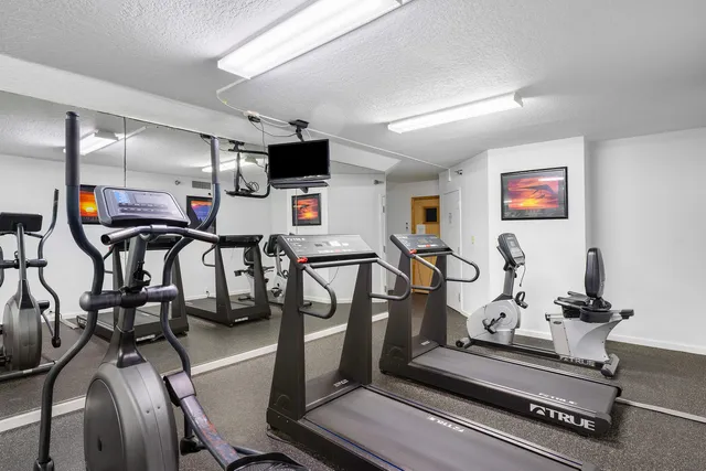 a view of a room with gym equipment