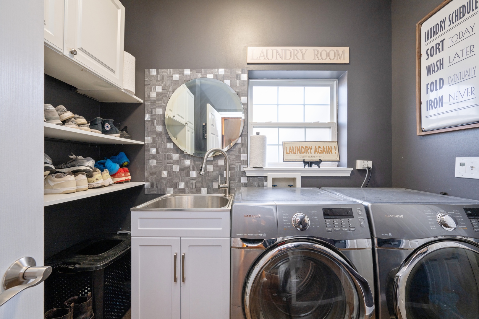 232 Burton Drive Bartlett, IL 60103 - Photo 17 of 20 a utility room with sink dryer and washer