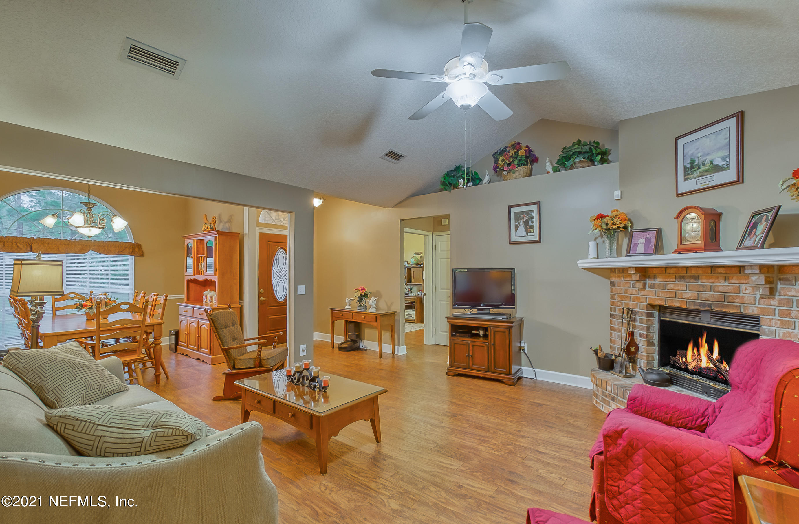 brick fireplace