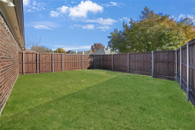 a view of a backyard with a palm tree