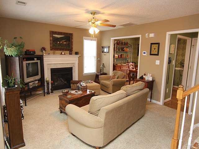8300 Neuse Rapids Road Raleigh, NC 27616 - Photo 2 of 12 Family Room w/Gas Fireplace & Mantle w/Marble Surround. Berber Carpet.