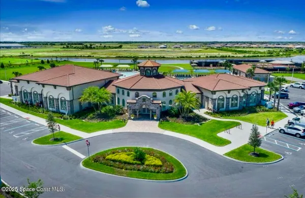 a view of a park with slide