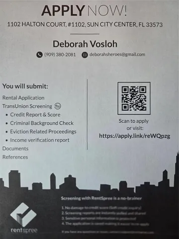 $1,600 | 1102 Halton Court, Unit 1102, Sun City Center, FL 33573