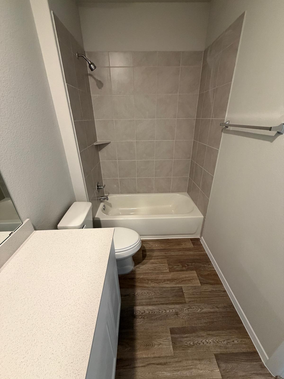 2612 Towy Road Manor, TX 78653 - Photo 15 of 35 A well-appointed bathroom features a bathtub, shower, and a vanity with ample counter space.