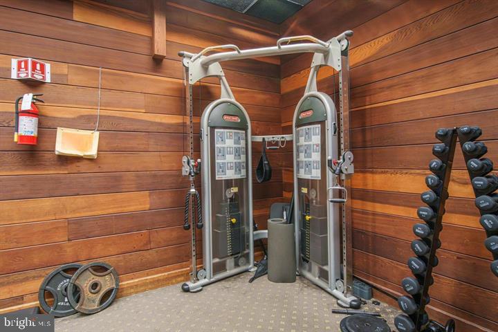 700 7th Street Southwest, Unit 432 Washington, DC 20024 - Photo 6 of 33 Home gym with sleek wooden accents.