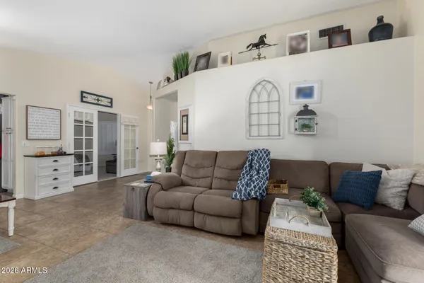 a living room with furniture