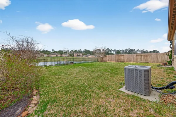 a view of a garden with a slide