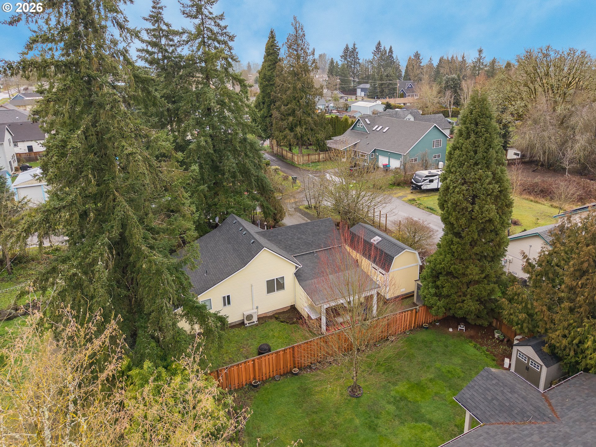 336 North 5th Street Carlton, OR 97111 - Photo 44 of 48 an aerial view of residential house with outdoor space and trees all around