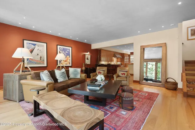 a living room with furniture