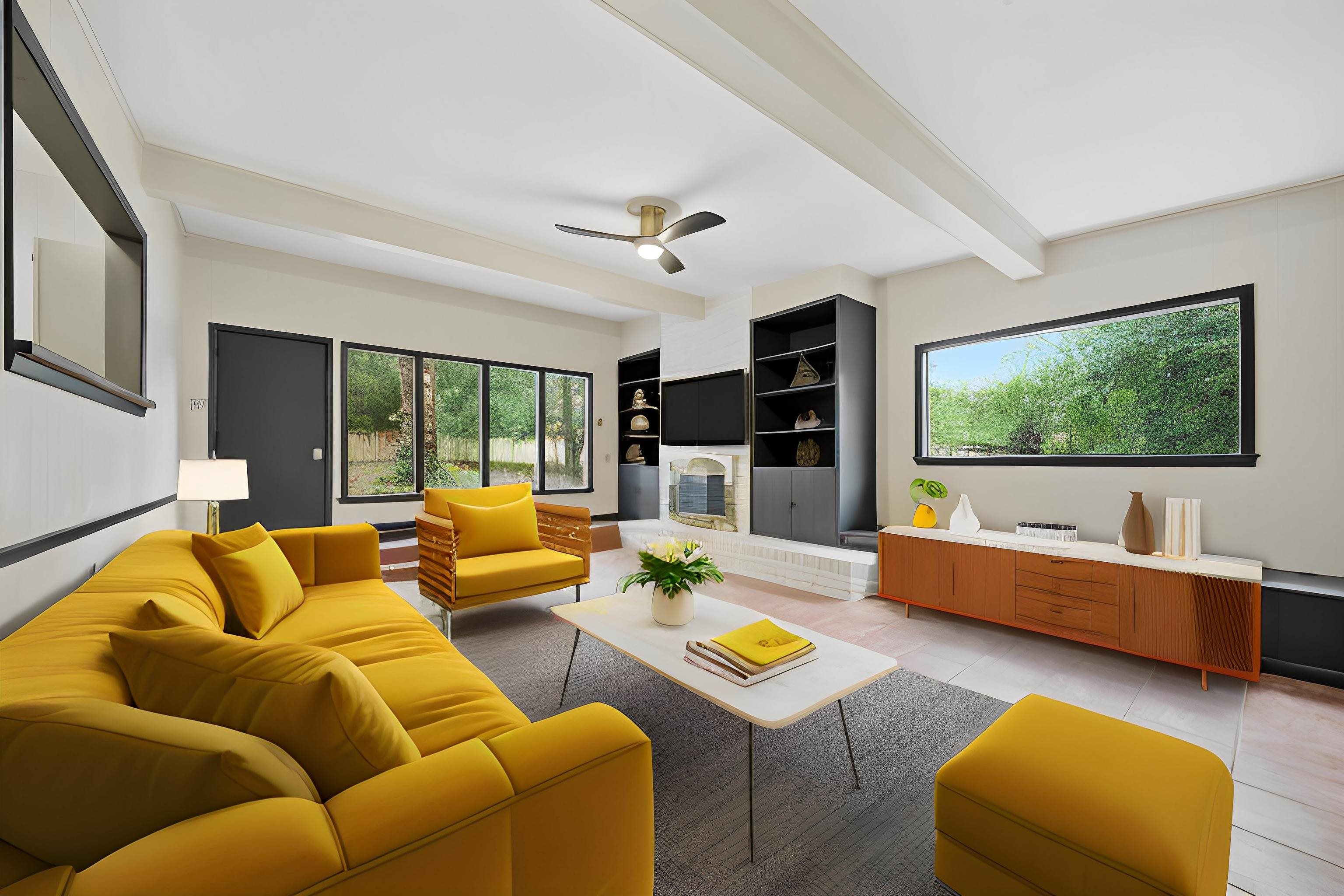 a living room with furniture and a flat screen tv