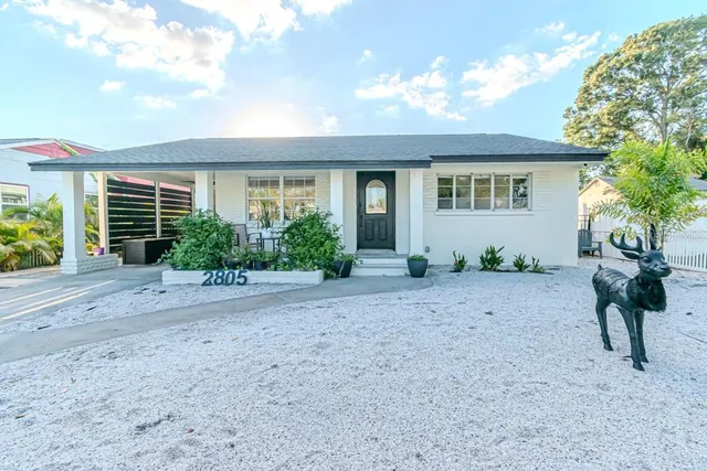 a view of a house with a backyard