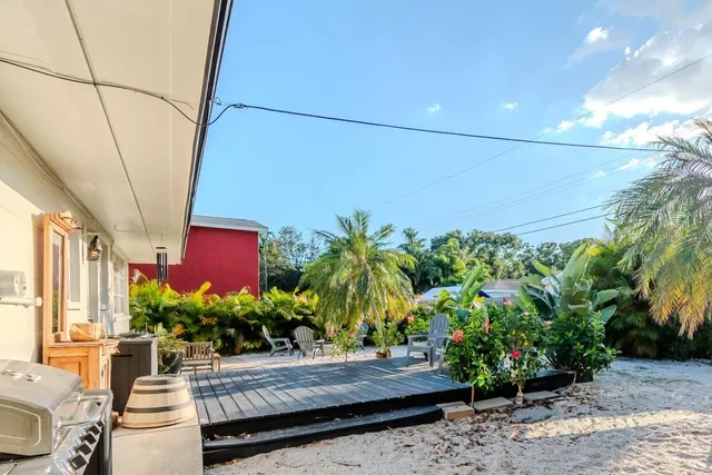 a view of street with sitting area