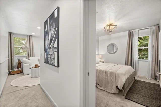 a view of a livingroom with furniture window and outside view