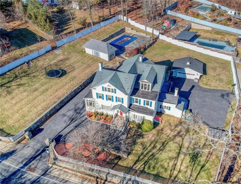an aerial view of a house