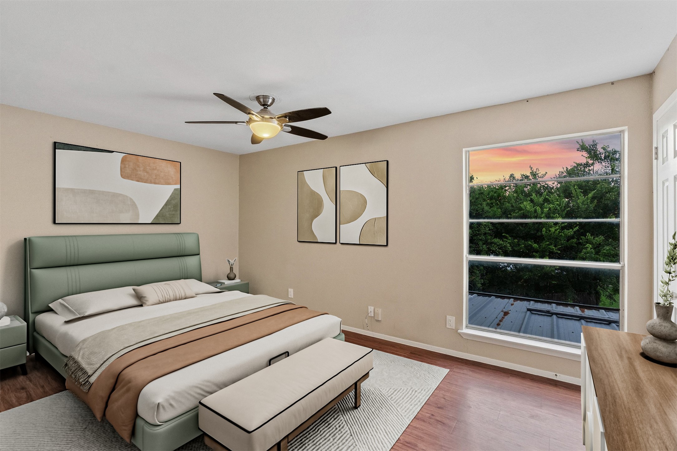 702 Castle Ridge Road, Unit C Austin, TX 78746 - Photo 18 of 36 . Upstairs, two spacious bedrooms provide comfortable accommodations. One bedroom includes a walk-in closet, while the second features access to a private balcony.