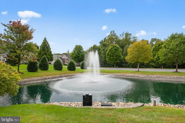 a view of a lake with a yard