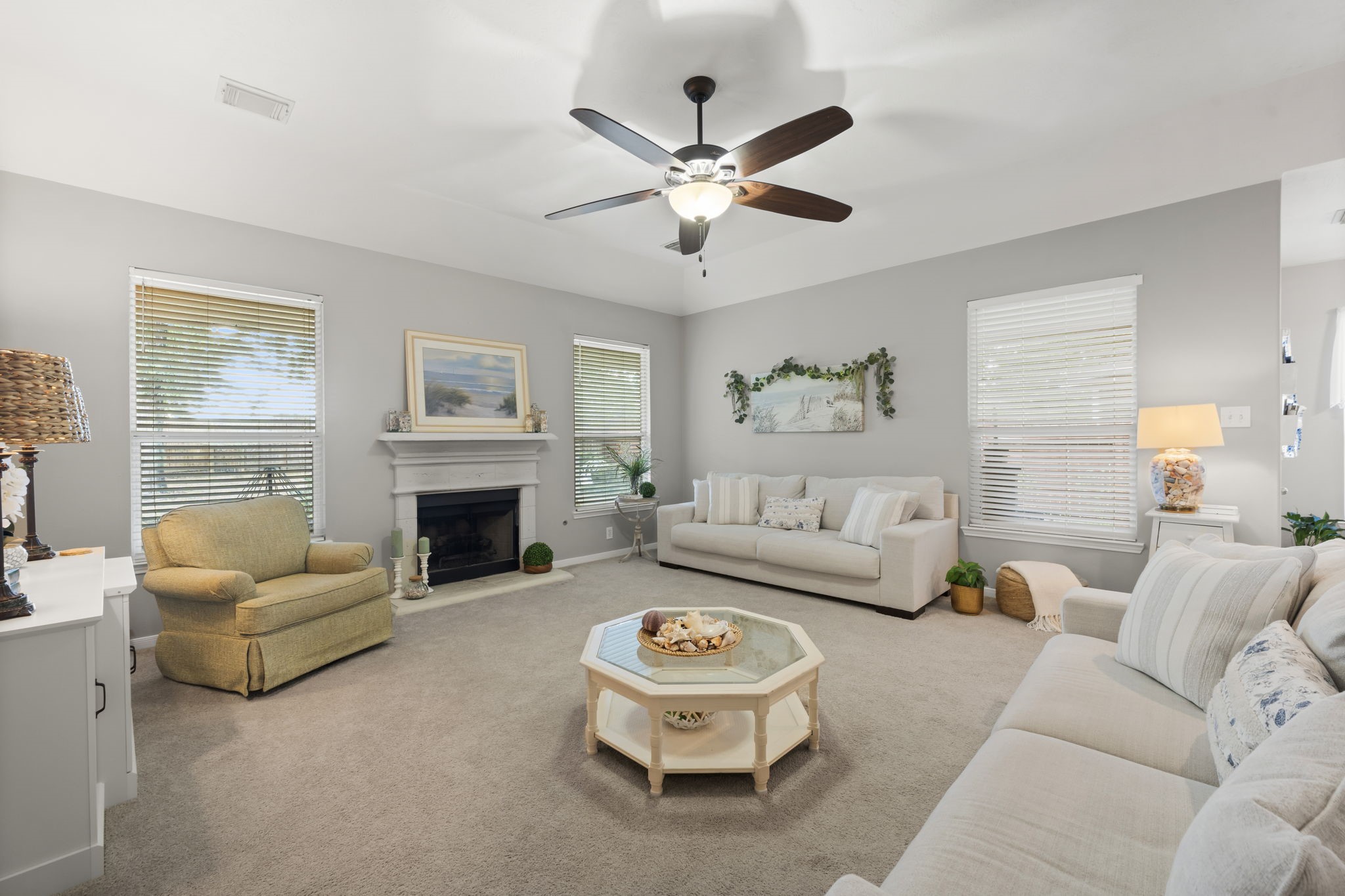 8407 Oak Villa Court Spring, TX 77389 - Photo 21 of 40 a living room with furniture and a fireplace