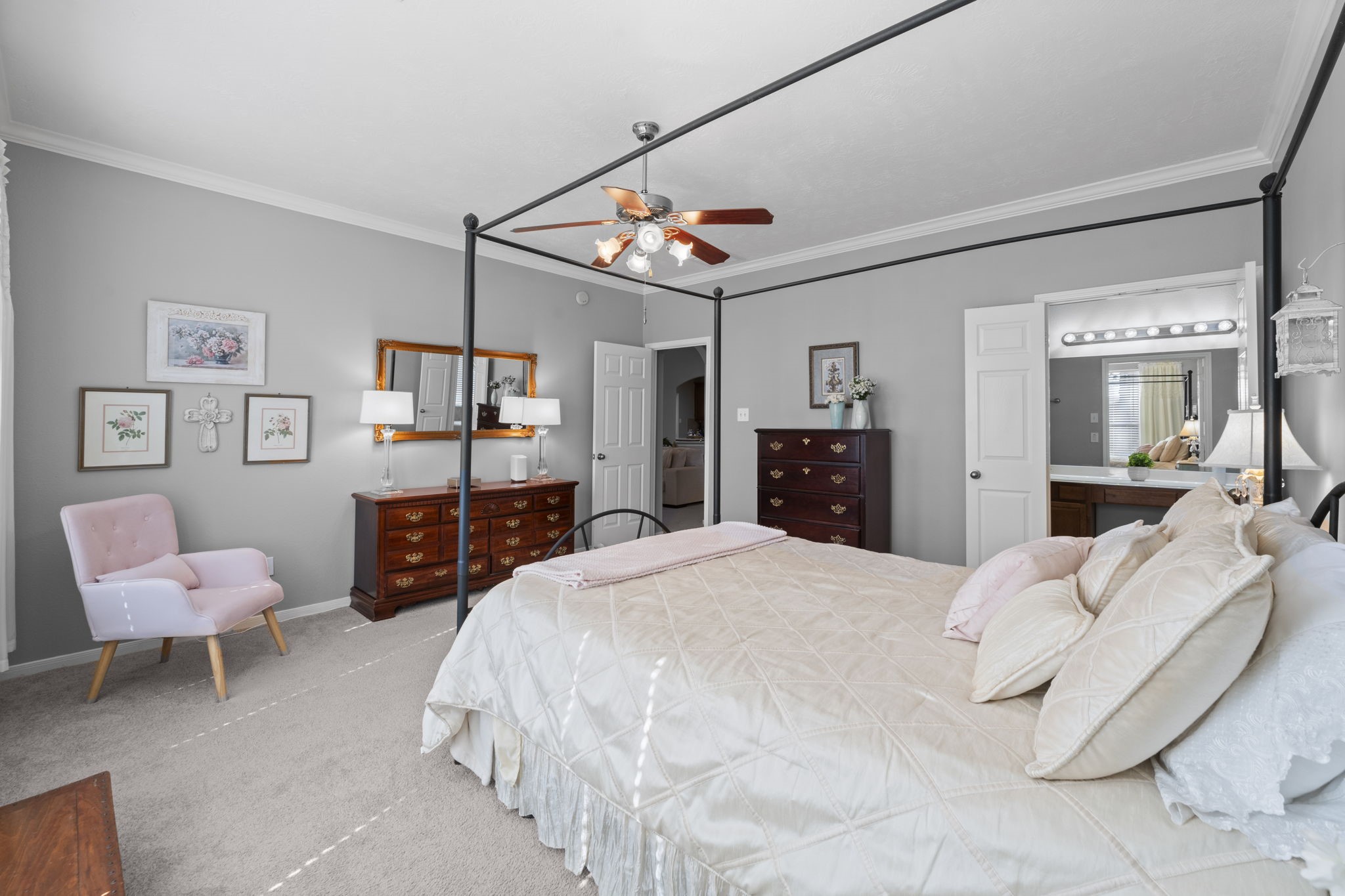 8407 Oak Villa Court Spring, TX 77389 - Photo 24 of 40 a spacious bedroom with a bed and a view of living room