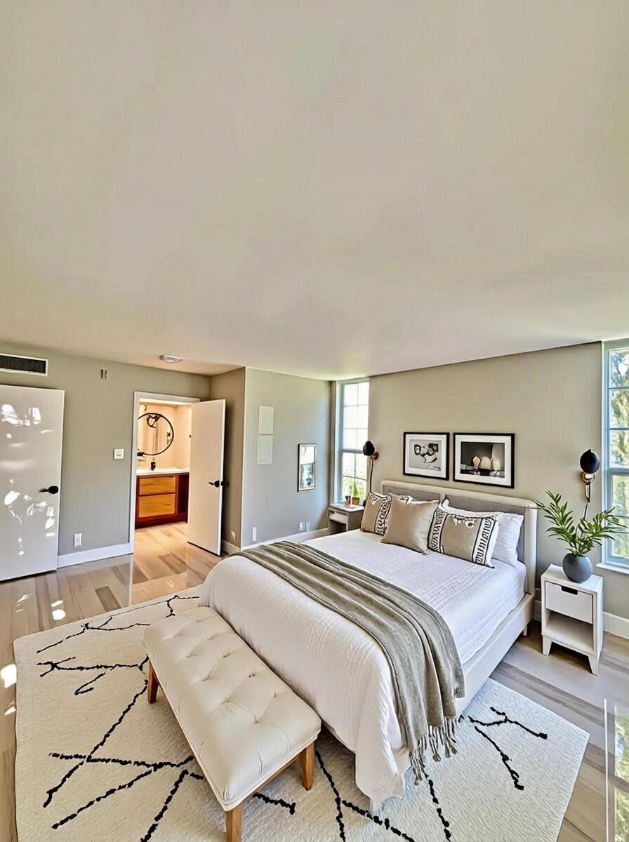 545 Oaks Lane, Unit 201 Pompano Beach, FL 33069 - Photo 9 of 22 a spacious bedroom with a large bed and a large mirror