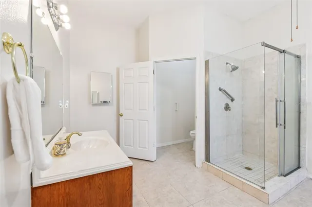 a view of a room with windows