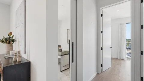 a view of a room with a wardrobe space