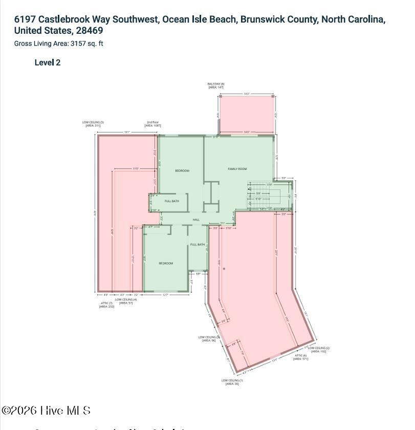 6197 Castlebrook Way Southwest Ocean Isle Beach, NC 28469 - Photo 120 of 120 2nd Floor plan with cooled and uncooled spaces Shows tremendous storage
