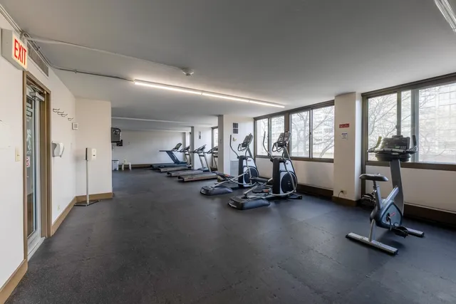 a view of a room with gym equipment