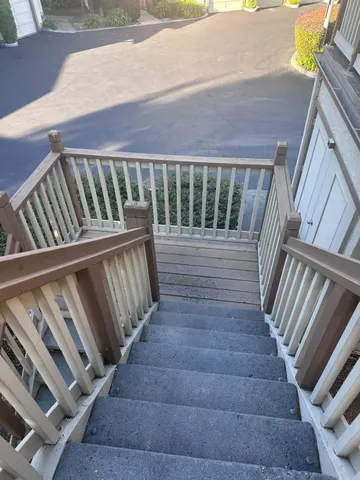 a view of wooden balcony