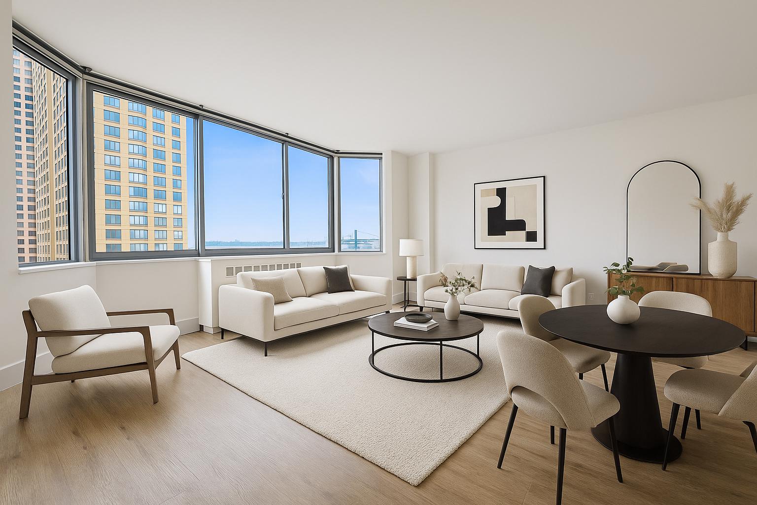 1735 York Avenue, Unit 12H Manhattan, NY 10128 - Photo 1 of 23 a living room with furniture and a wooden floor