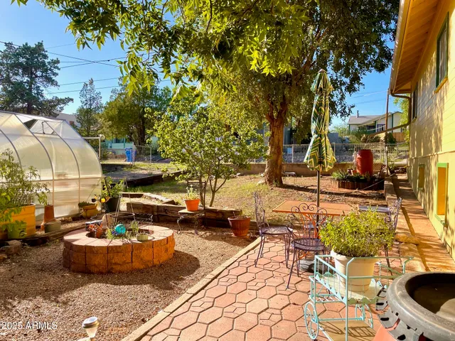 an outdoor space with patio