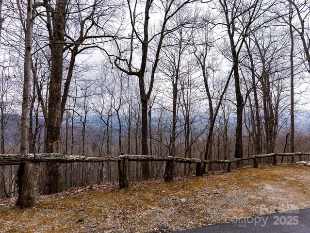 a view of wooden fence of trees