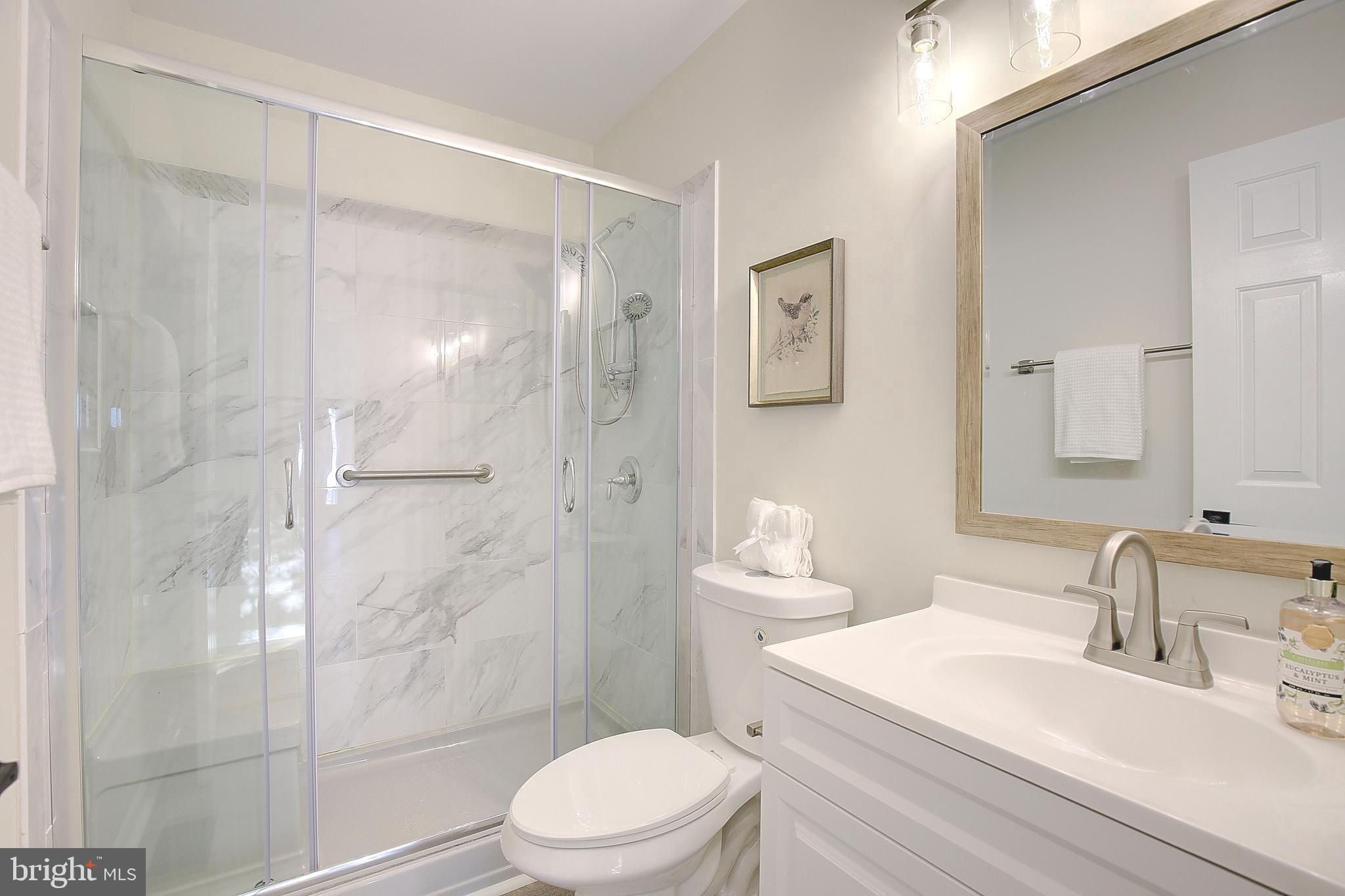 8714 C Street Chesapeake Beach, MD 20732 - Photo 23 of 66 a bathroom with a sink a toilet and shower